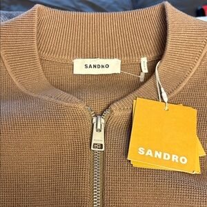 Sandro Men's Brown Zip-Up Sweater